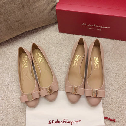 Ferragamo Lace & Mesh Vara Flats, Beige