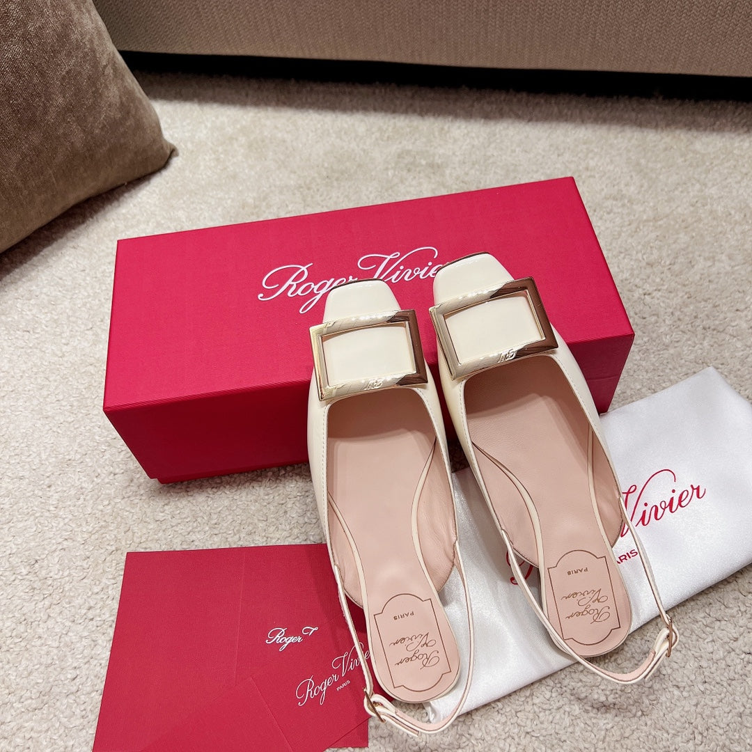 RV Chic Square-Toe Patent-Leather Flat Sandals Series 02