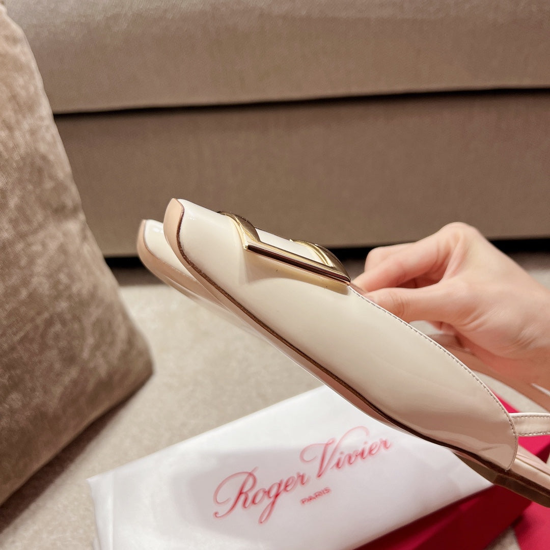 RV Chic Square-Toe Patent-Leather Flat Sandals Series 02