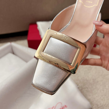 RV Hot New Square-Toe Mule Slides Belle Vivier Series 05