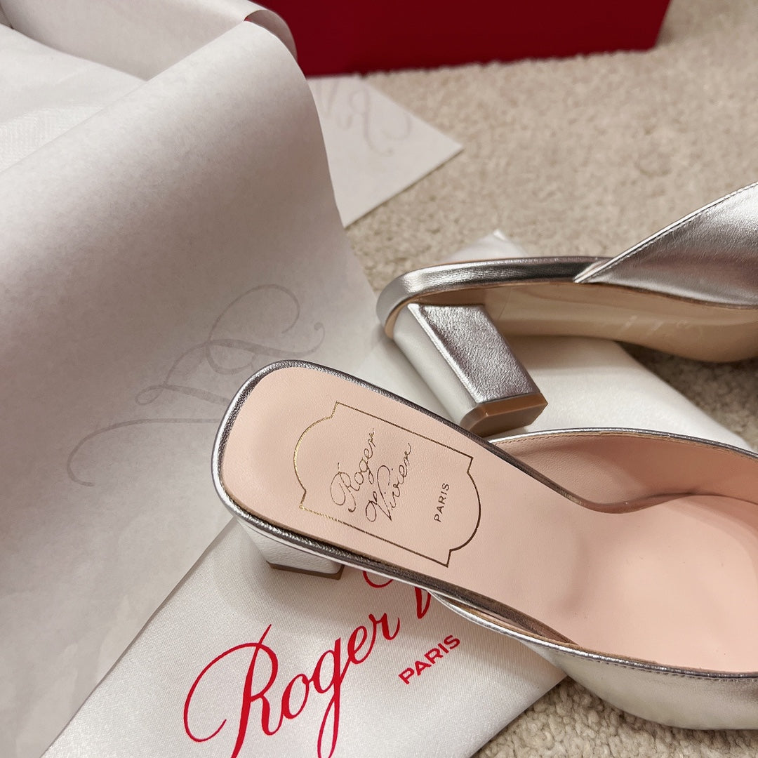 RV Hot New Square-Toe Mule Slides Belle Vivier Series 05