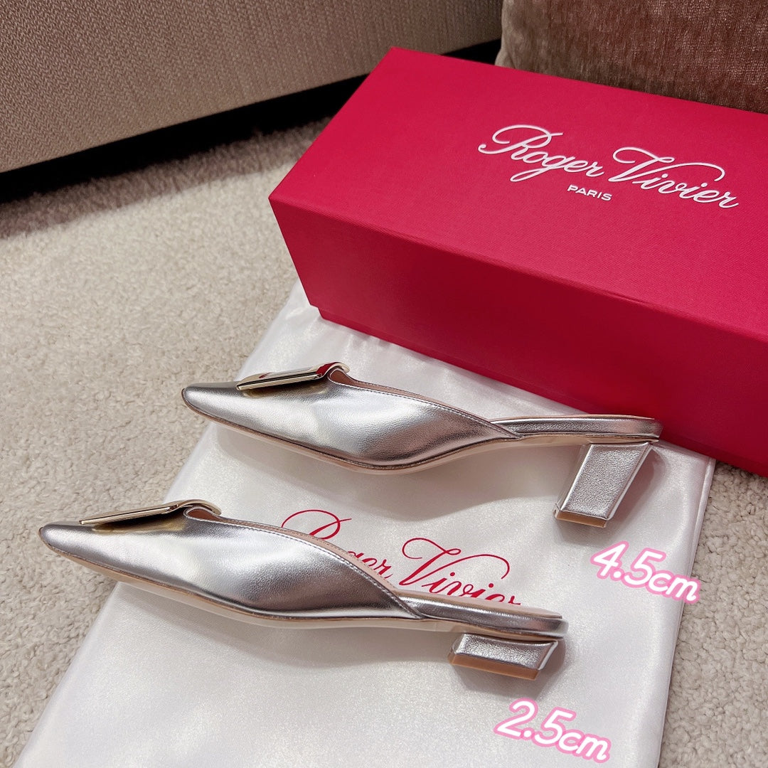 RV Hot New Square-Toe Mule Slides Belle Vivier Series 05