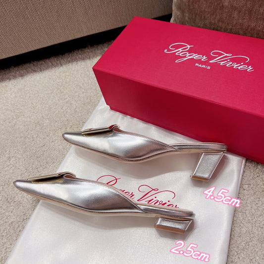 RV Hot New Square-Toe Mule Slides Belle Vivier Series 05