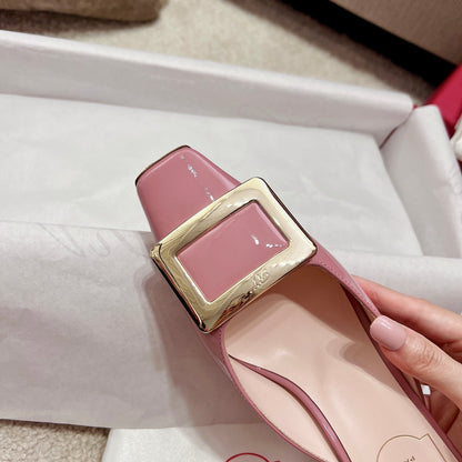 RV Hot New Square-Toe Mule Slides Belle Vivier Series 03