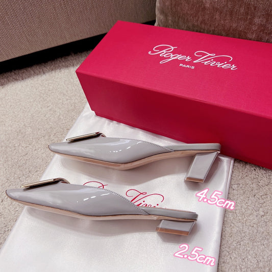 RV Hot New Square-Toe Mule Slides Belle Vivier Series 04