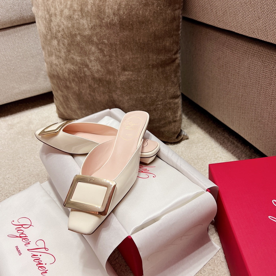 RV Hot New Square-Toe Mule Slides Belle Vivier Series 01