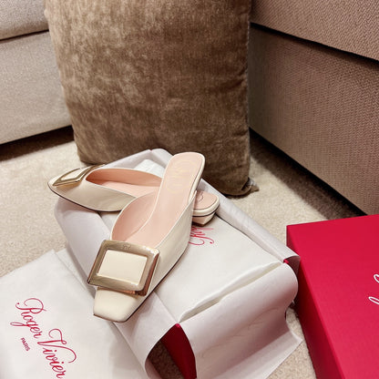 RV Hot New Square-Toe Mule Slides Belle Vivier Series 01