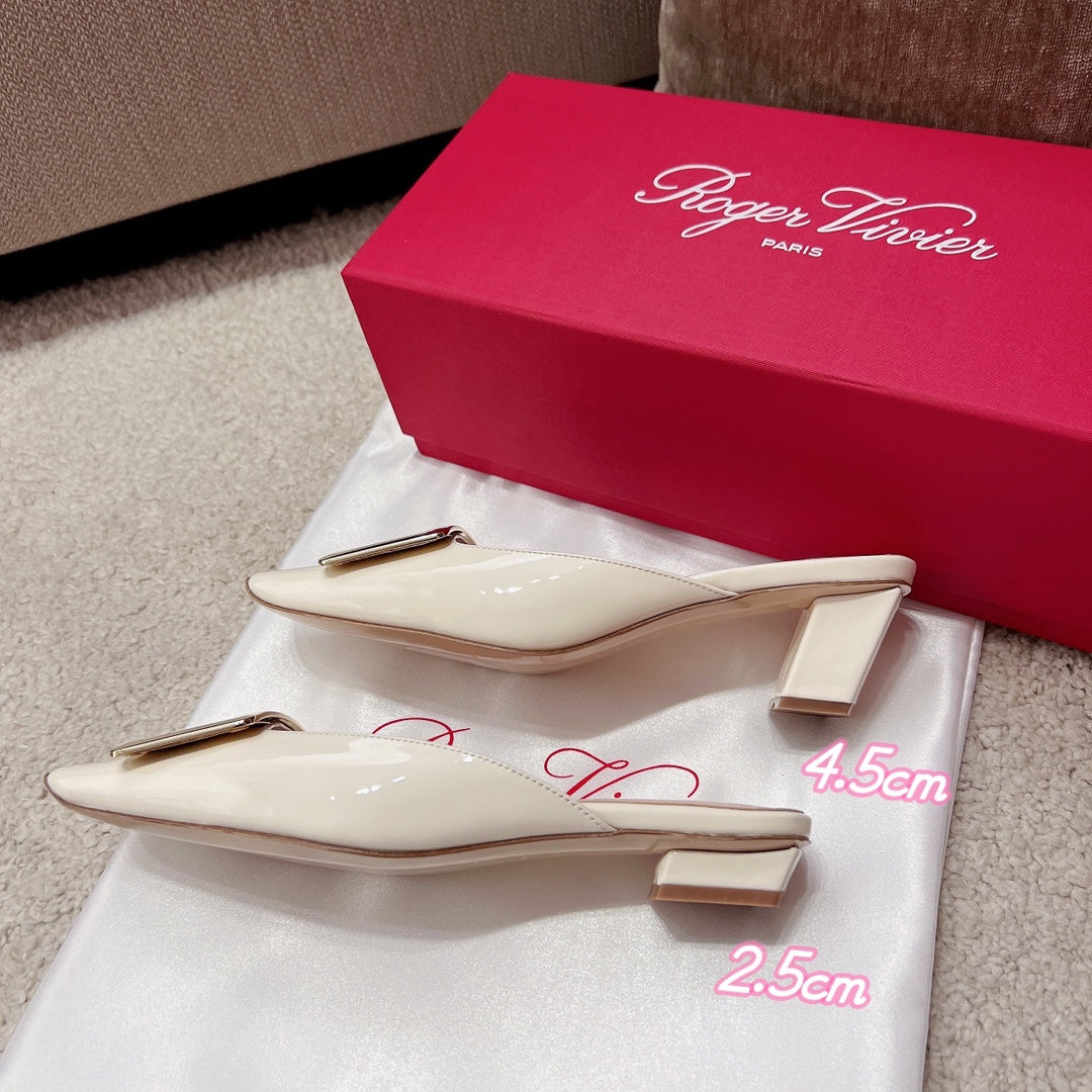 RV Hot New Square-Toe Mule Slides Belle Vivier Series 01