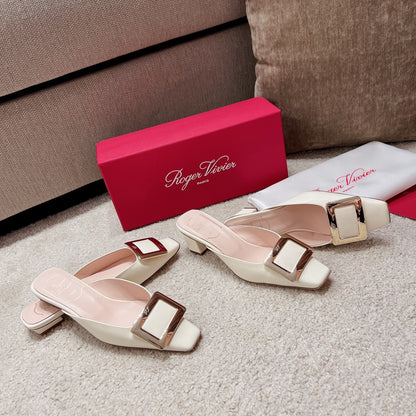 RV Hot New Square-Toe Mule Slides Belle Vivier Series 01