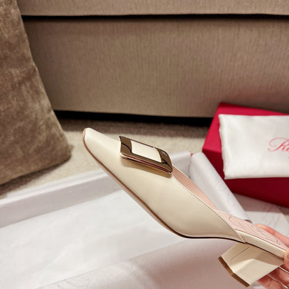 RV Hot New Square-Toe Mule Slides Belle Vivier Series 01