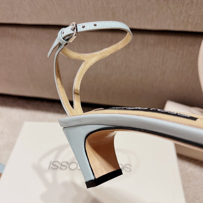 Sergio Rossi Single-Strap Crystal-Wrap Slingbacks, Blue