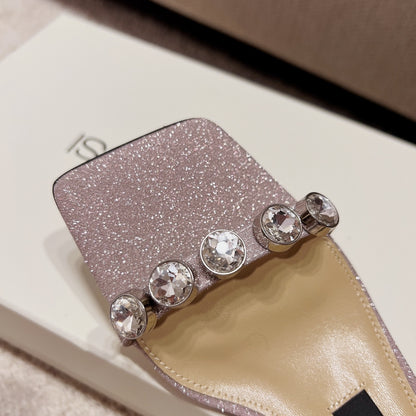 Sergio Rossi Single-Strap Crystal-Wrap Slingbacks, Pink