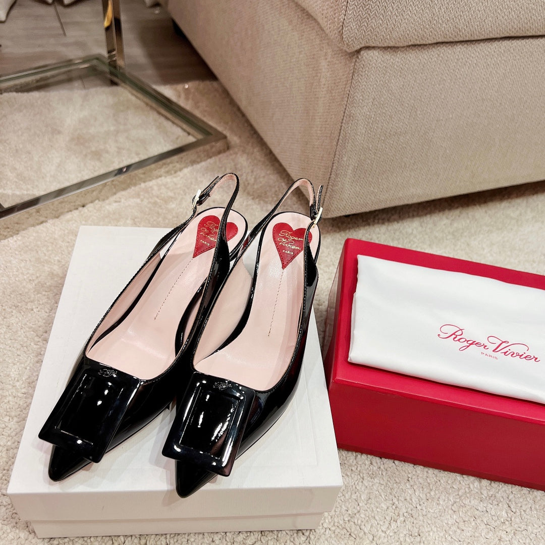 RV Virgule Kitten-Heel Backless Sandals Series 03