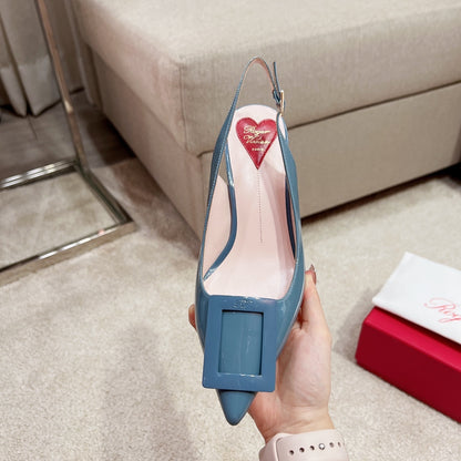 RV Virgule Kitten-Heel Backless Sandals Series 02