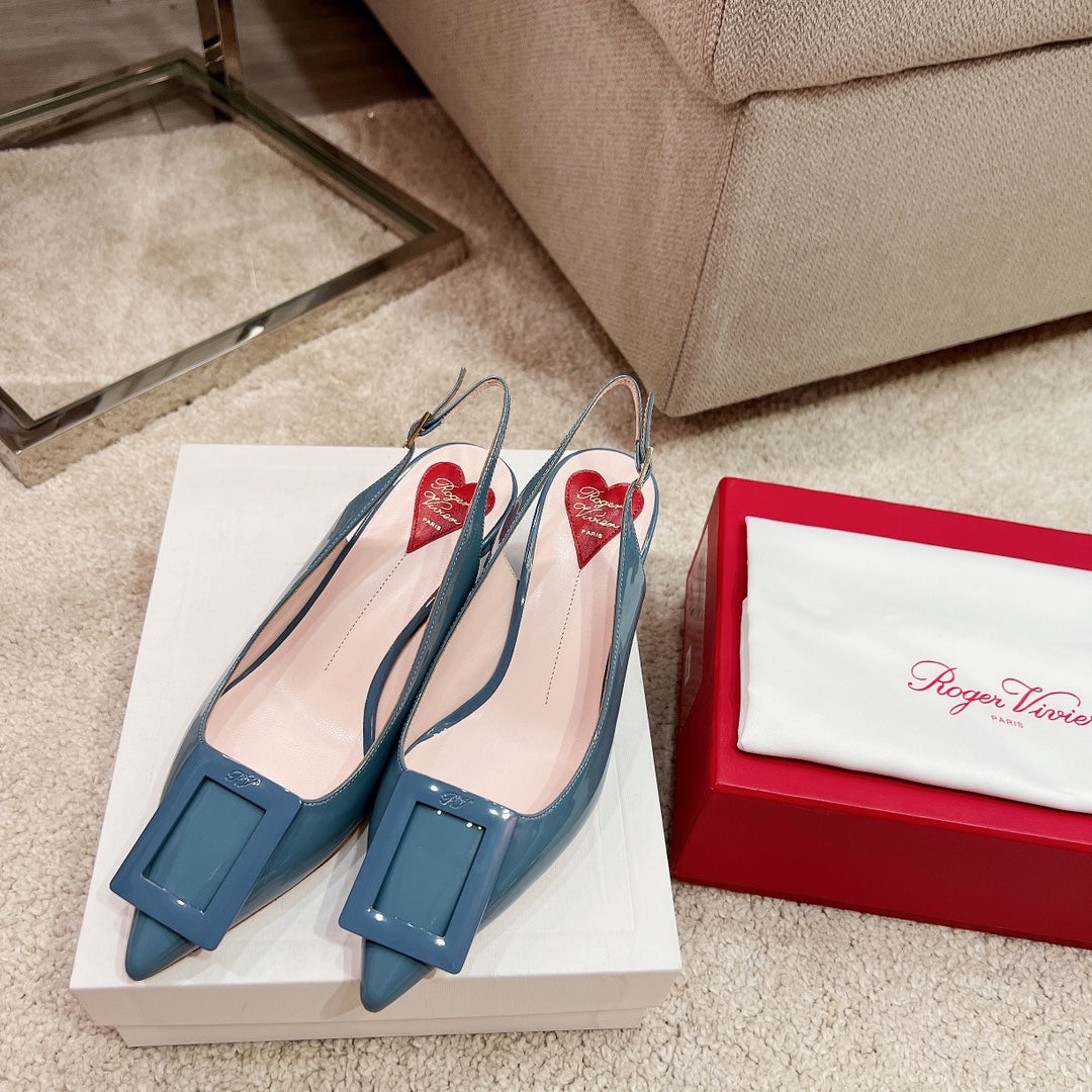 RV Virgule Kitten-Heel Backless Sandals Series 02