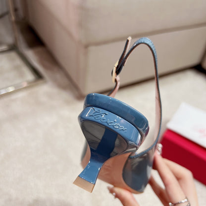 RV Virgule Kitten-Heel Backless Sandals Series 02