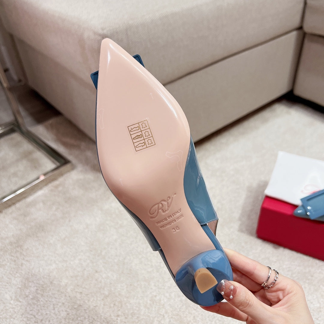 RV Virgule Kitten-Heel Backless Sandals Series 02