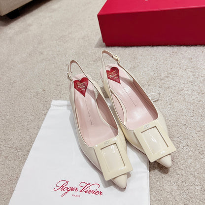 RV Virgule Kitten-Heel Backless Sandals Series 01