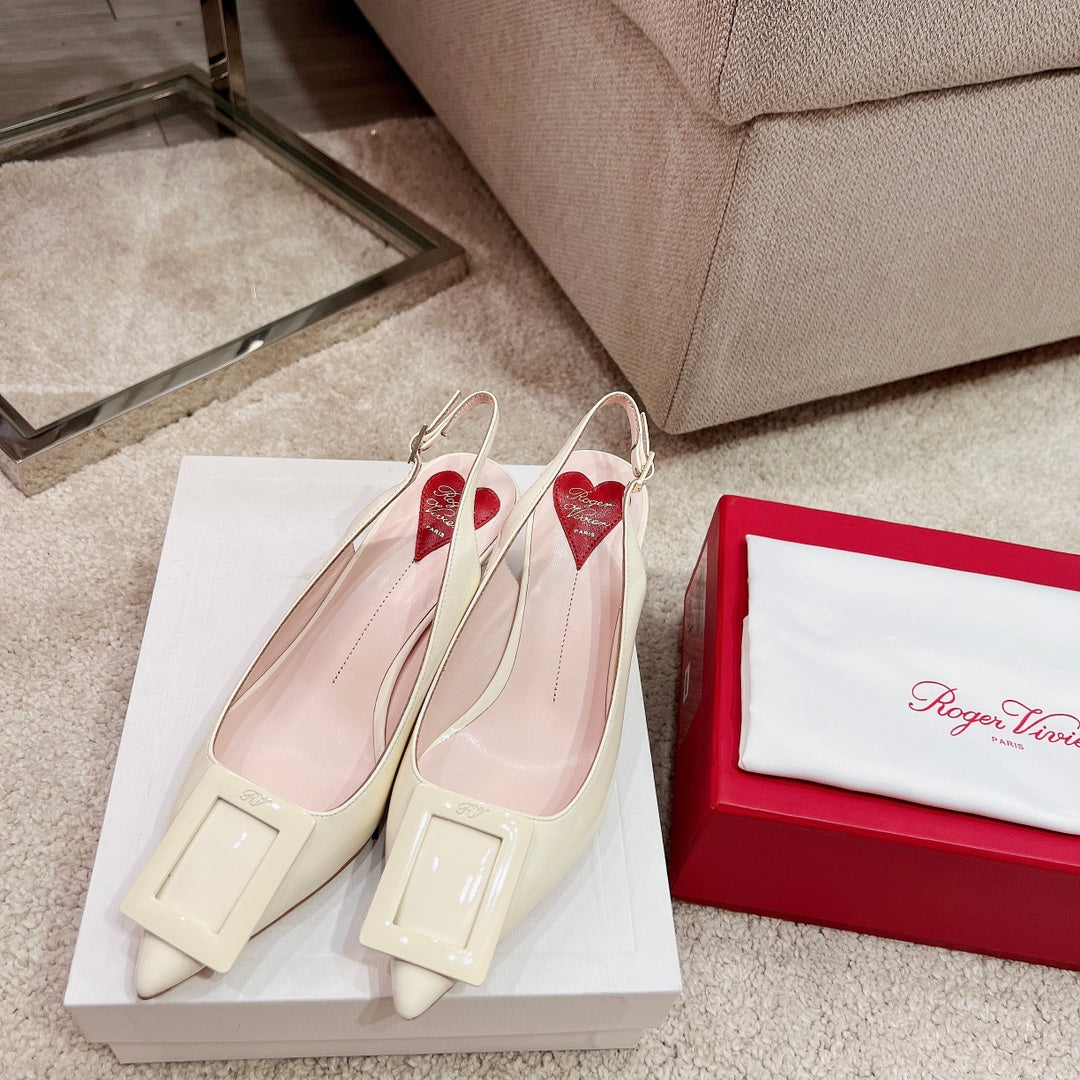 RV Virgule Kitten-Heel Backless Sandals Series 01