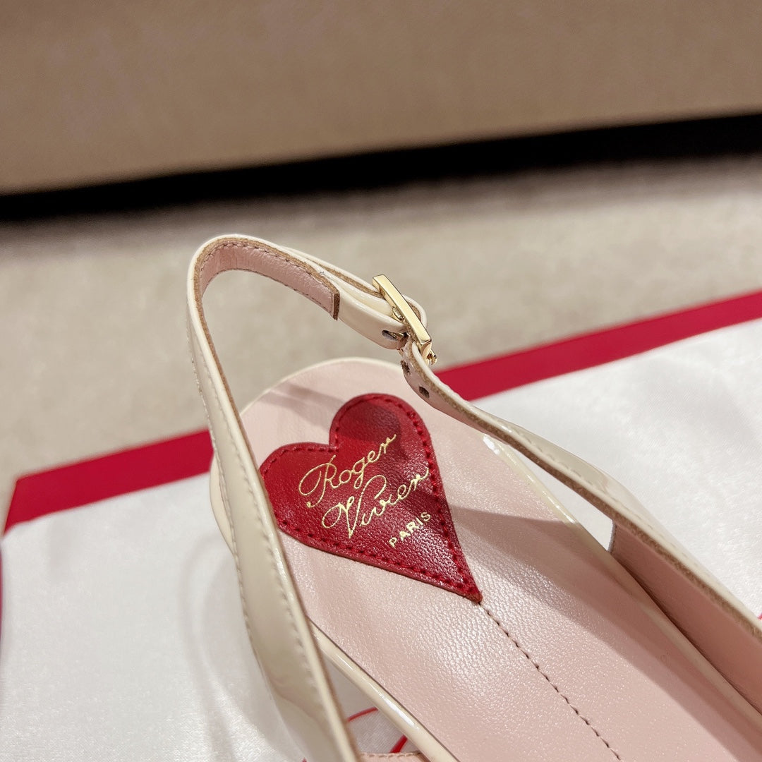 RV Virgule Kitten-Heel Backless Sandals Series 01