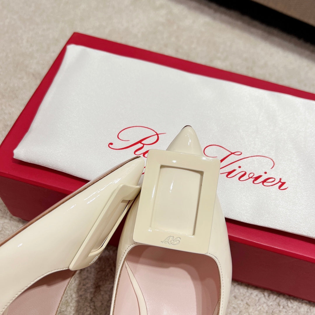 RV Virgule Kitten-Heel Backless Sandals Series 01