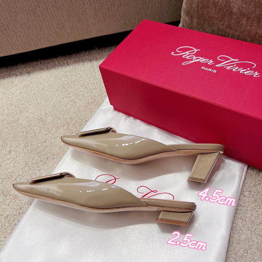 RV Hot New Square-Toe Mule Slides Belle Vivier Series 02