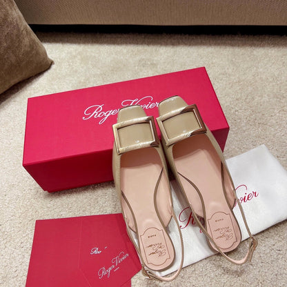 RV Chic Square-Toe Patent-Leather Flat Sandals Series 03