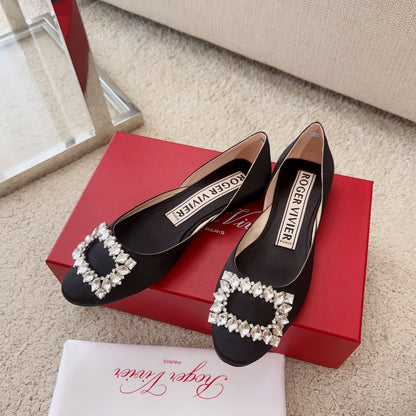 RV Silk Ballet Flats with Crystal Buckle Series 04