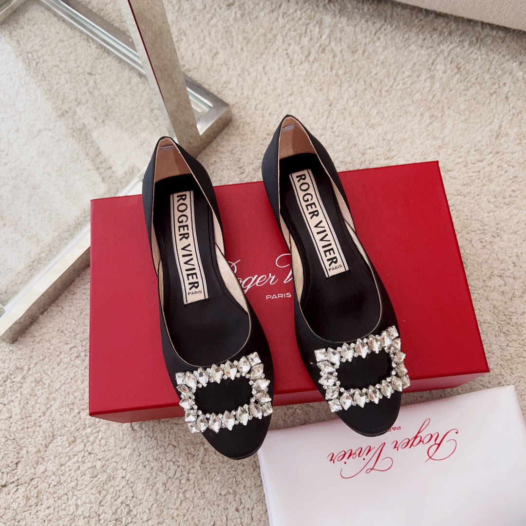 RV Silk Ballet Flats with Crystal Buckle Series 04