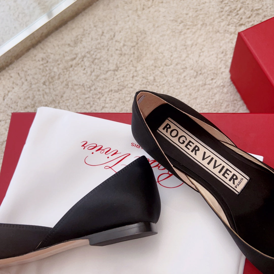 RV Silk Ballet Flats with Crystal Buckle Series 04