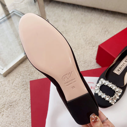 RV Silk Ballet Flats with Crystal Buckle Series 04