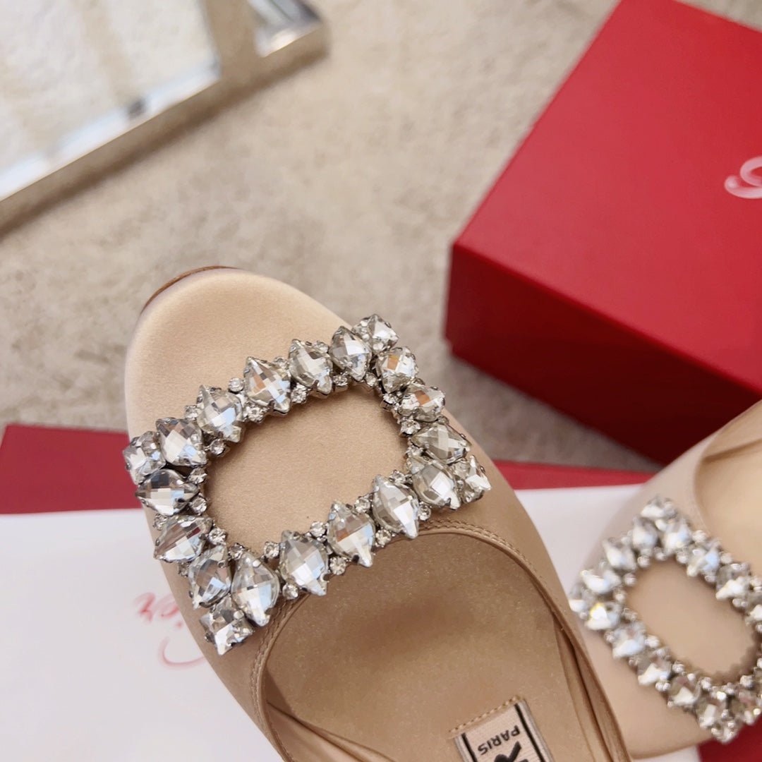 RV Silk Ballet Flats with Crystal Buckle Series 05