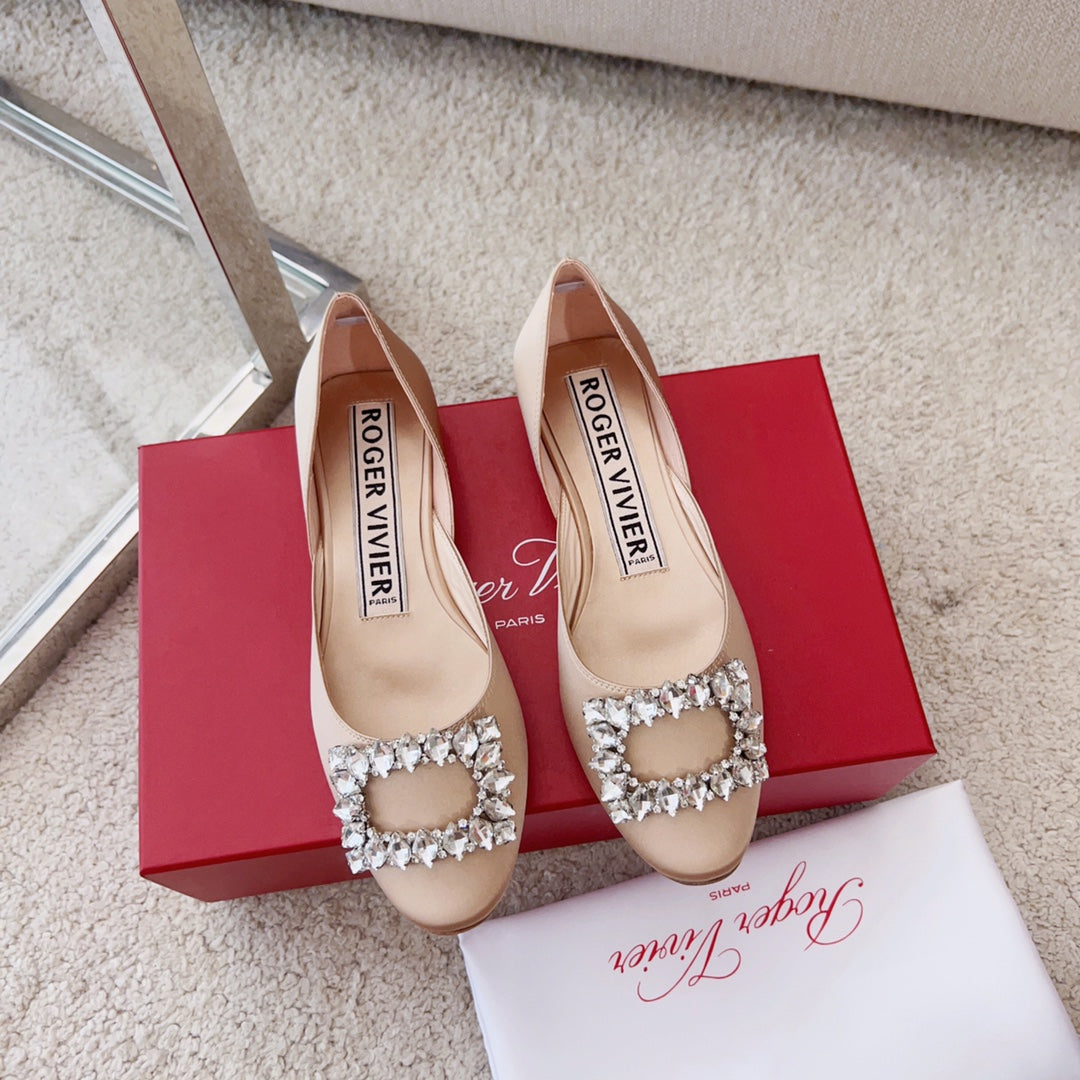 RV Silk Ballet Flats with Crystal Buckle Series 05