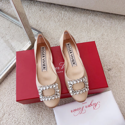 RV Silk Ballet Flats with Crystal Buckle Series 05