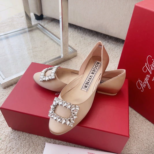 RV Silk Ballet Flats with Crystal Buckle Series 05