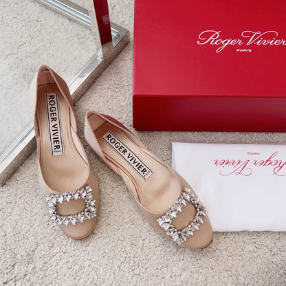 RV Silk Ballet Flats with Crystal Buckle Series 05