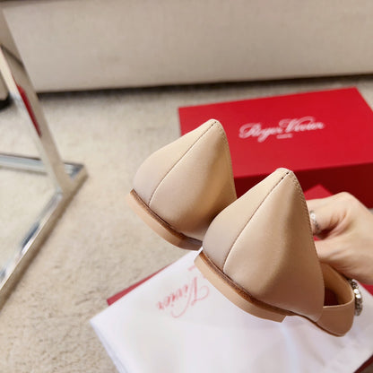 RV Silk Ballet Flats with Crystal Buckle Series 05