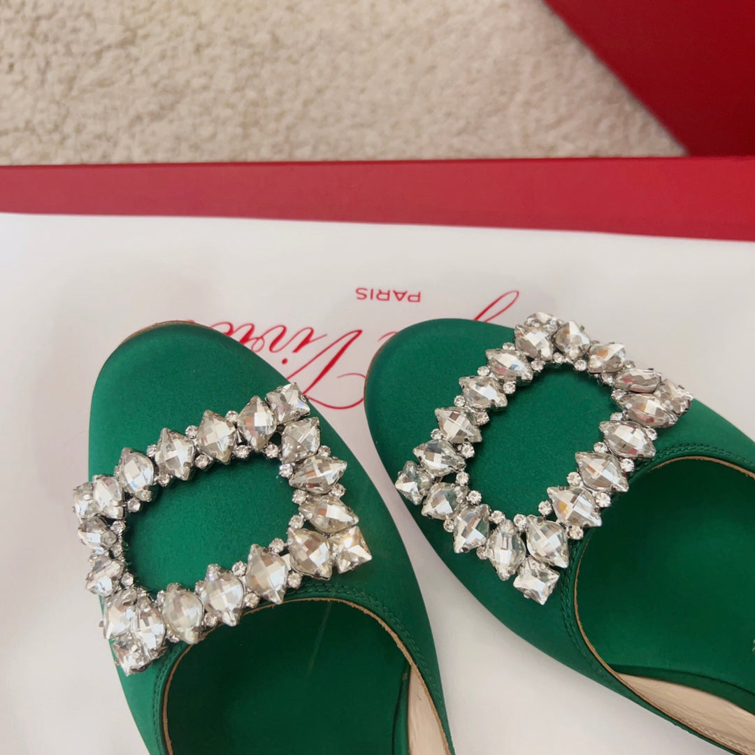 RV Silk Ballet Flats with Crystal Buckle Series 02