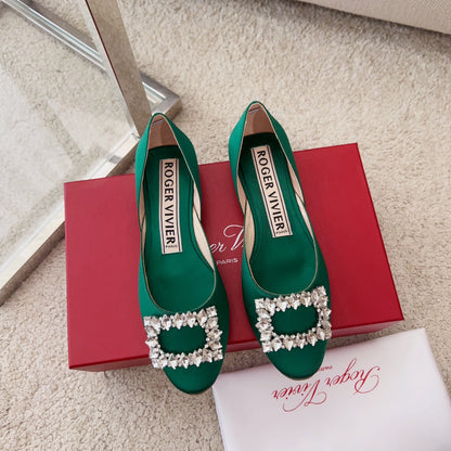 RV Silk Ballet Flats with Crystal Buckle Series 02