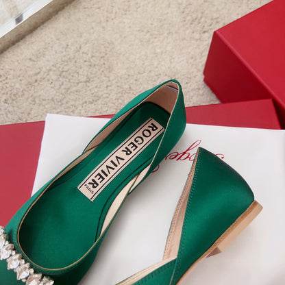 RV Silk Ballet Flats with Crystal Buckle Series 02