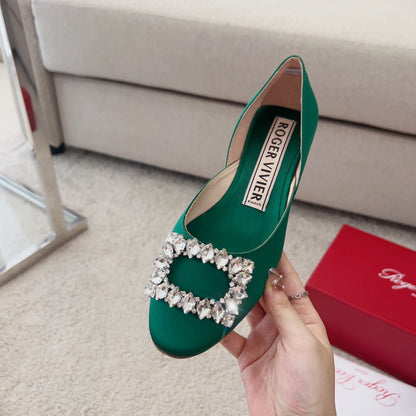 RV Silk Ballet Flats with Crystal Buckle Series 02