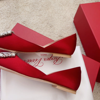 RV Silk Ballet Flats with Crystal Buckle Series 03