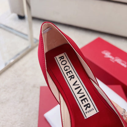 RV Silk Ballet Flats with Crystal Buckle Series 03