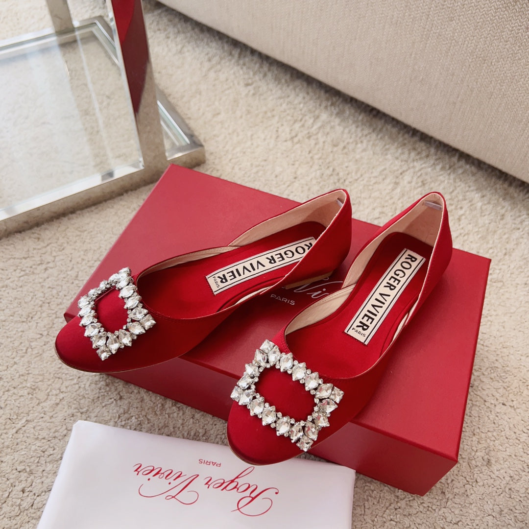 RV Silk Ballet Flats with Crystal Buckle Series 03