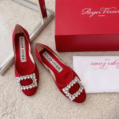 RV Silk Ballet Flats with Crystal Buckle Series 03