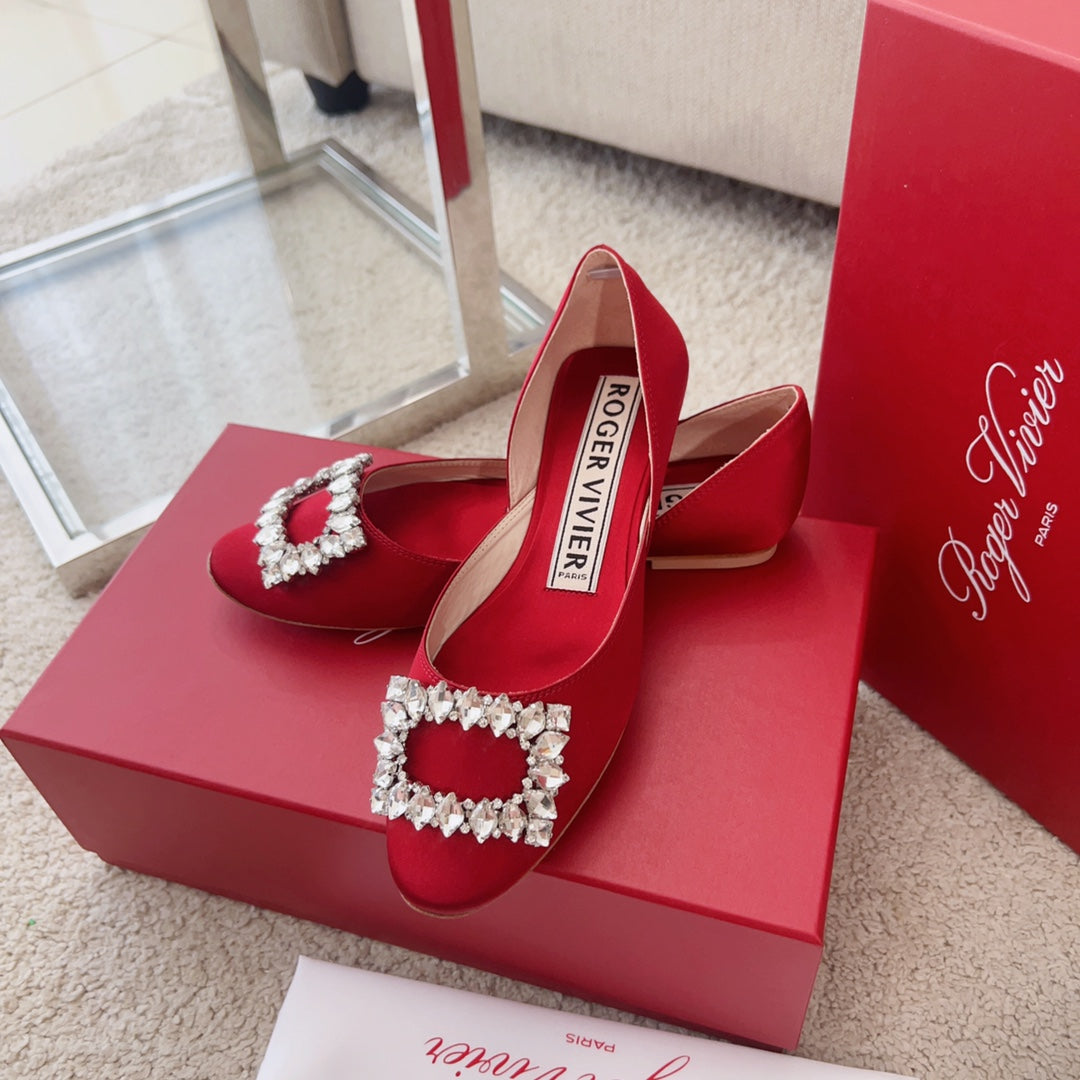 RV Silk Ballet Flats with Crystal Buckle Series 03