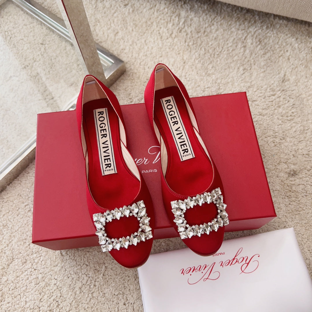 RV Silk Ballet Flats with Crystal Buckle Series 03