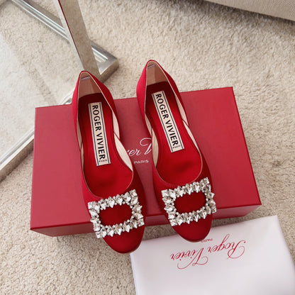 RV Silk Ballet Flats with Crystal Buckle Series 03
