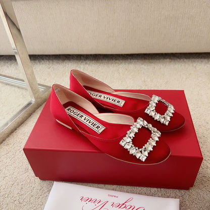 RV Silk Ballet Flats with Crystal Buckle Series 03