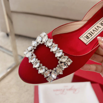 RV Silk Ballet Flats with Crystal Buckle Series 03